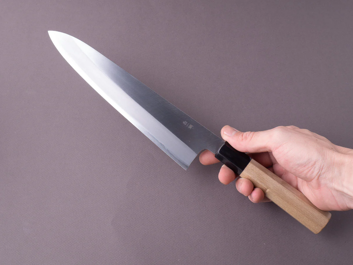 Sakai Kikumori - Nakagawa Stainless Clad - White #1 - 240mm Gyuto - Magnolia Handle - Image 6