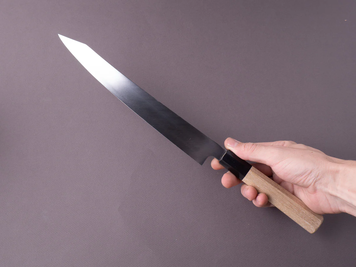 Sakai Kikumori - Nakagawa VG10 Damascus - 270mm Kiritsuke Yanagiba - Magnolia Handle - Image 6