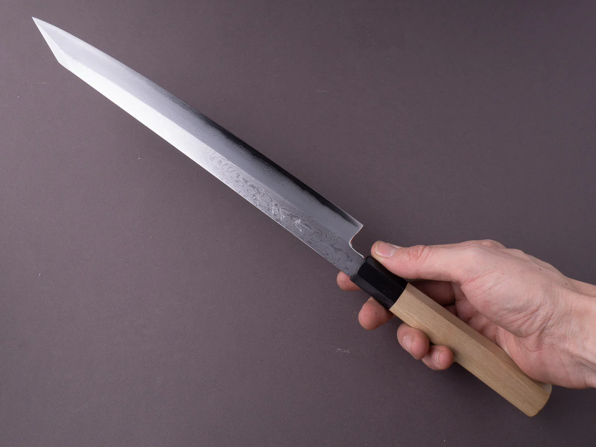 Sakai Kikumori - Nakagawa - VG10 - Damascus - 300mm Kiritsuke Yanagiba - Magnolia Handle - Image 2