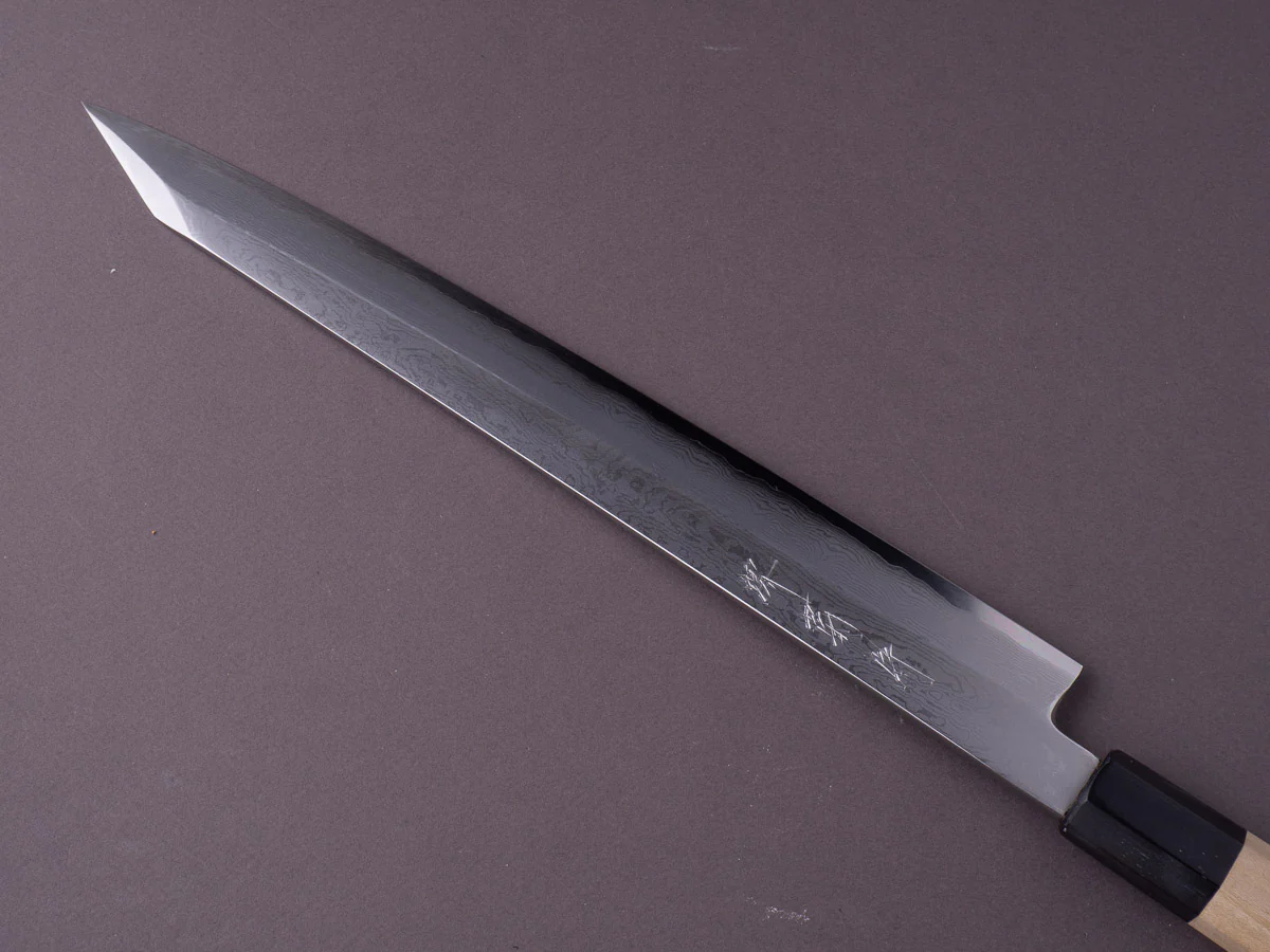 Sakai Kikumori - Nakagawa - VG10 - Damascus - 300mm Kiritsuke Yanagiba - Magnolia Handle - Image 4
