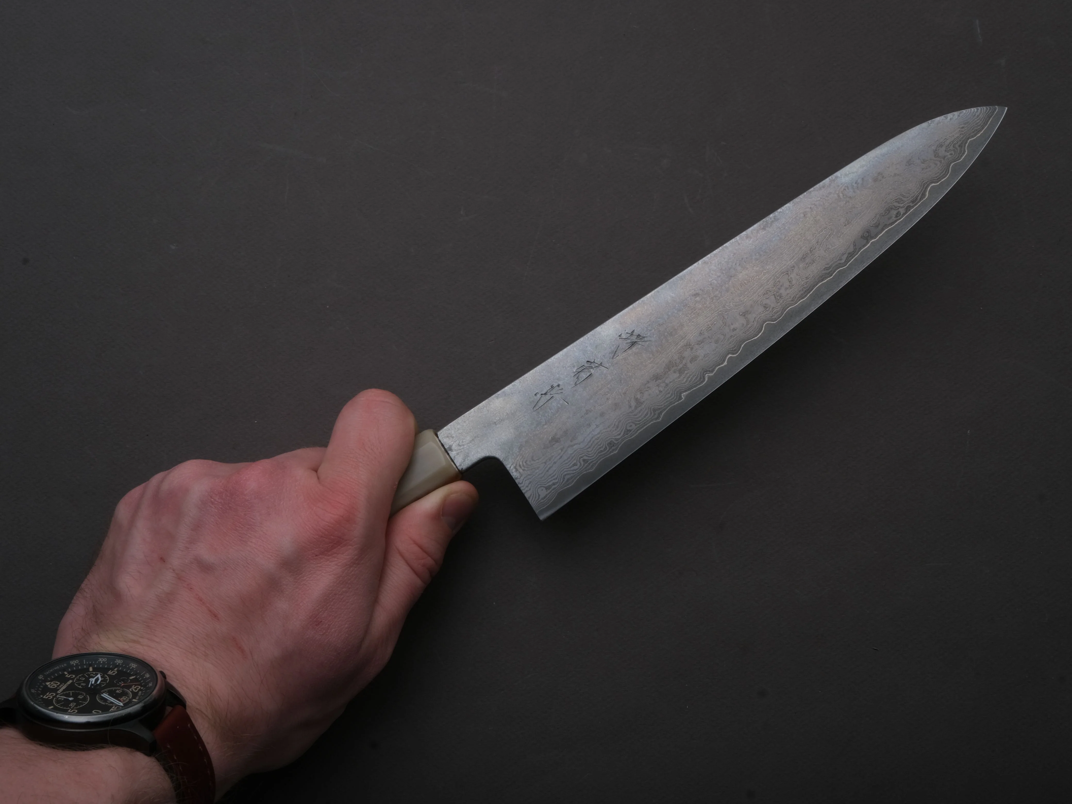 Sakai Kikumori - Seiun - VG10 - Damascus - Gyuto - 240mm - Ebony Handle - Image 3