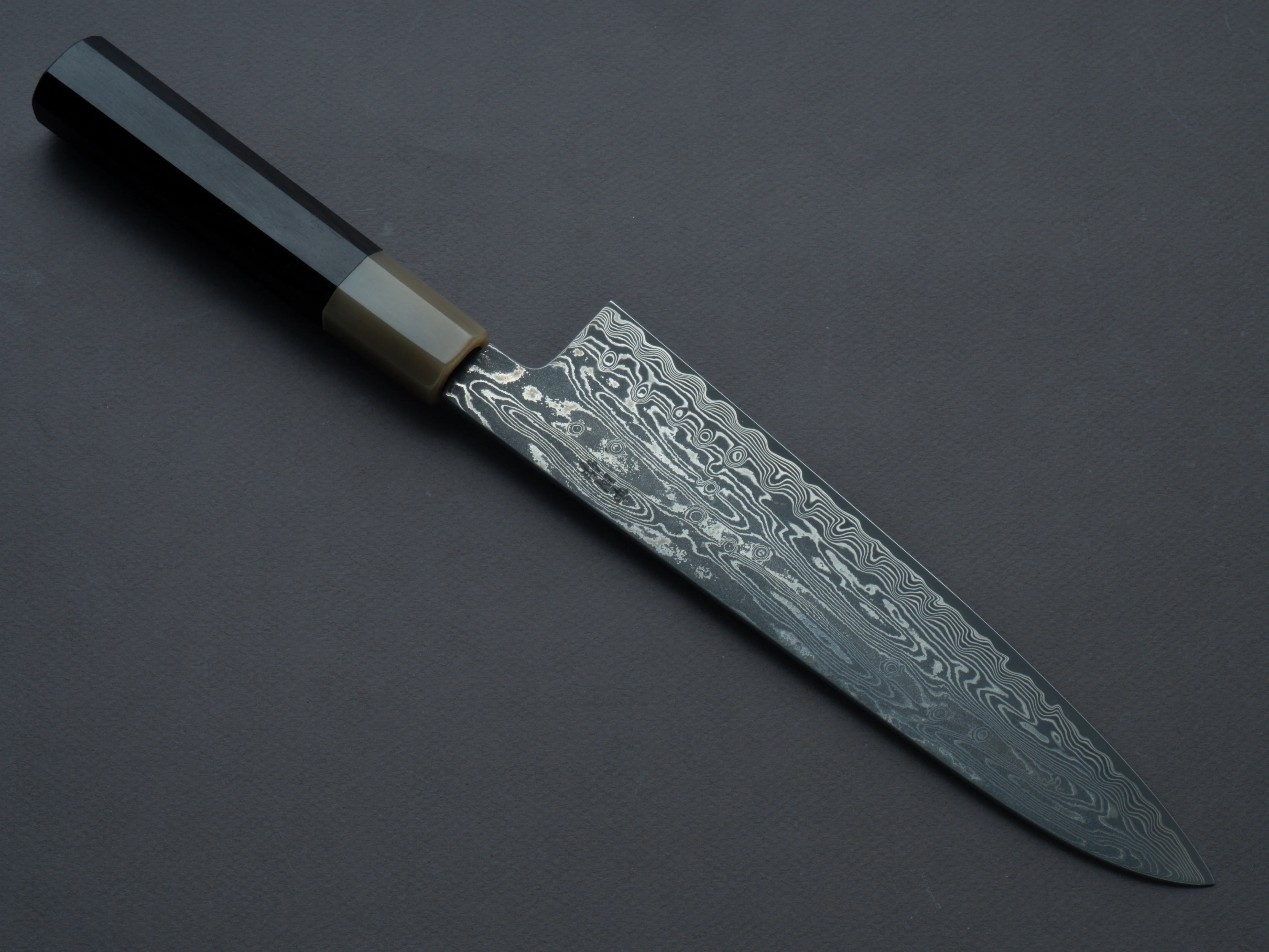 Sakai Kikumori - SPG STRIX - Damascus - Gyuto - 210mm - Ebony Handle - Image 2