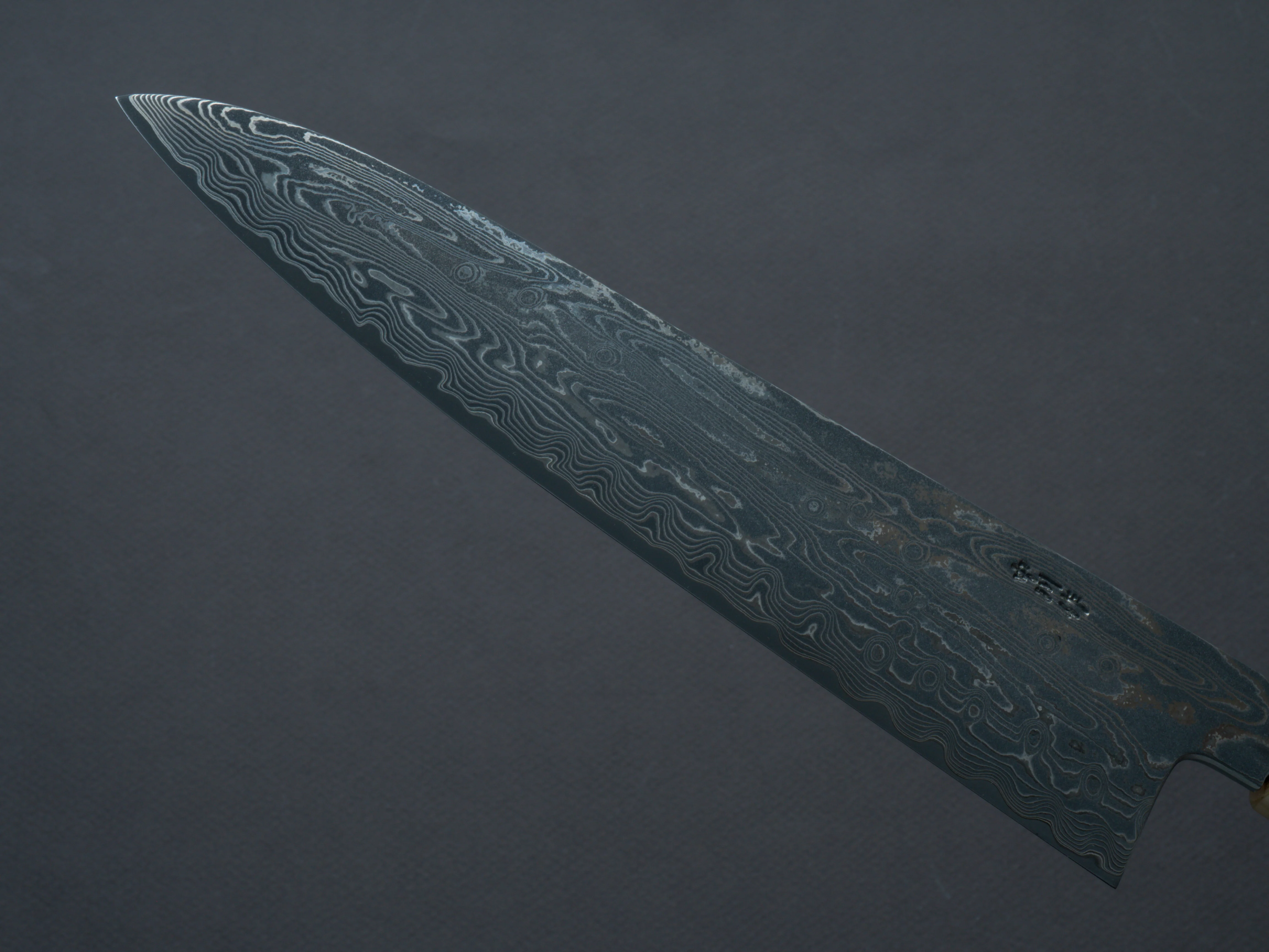 Sakai Kikumori - SPG STRIX - Damascus - Gyuto - 210mm - Ebony Handle - Image 3