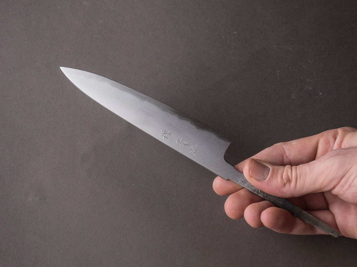 Sakai Kikumori - Super Blue - So-Bokashi - 150mm Petty - No Handle - Tanaka Signed & Dated - Image 7