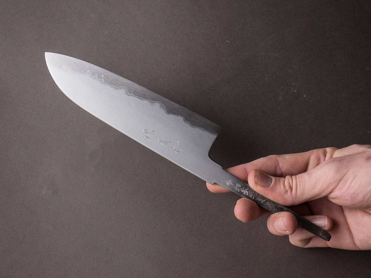 Sakai Kikumori - Super Blue - So-Bokashi - 180mm Santoku - No Handle - Tanaka Signed & Dated - Image 4