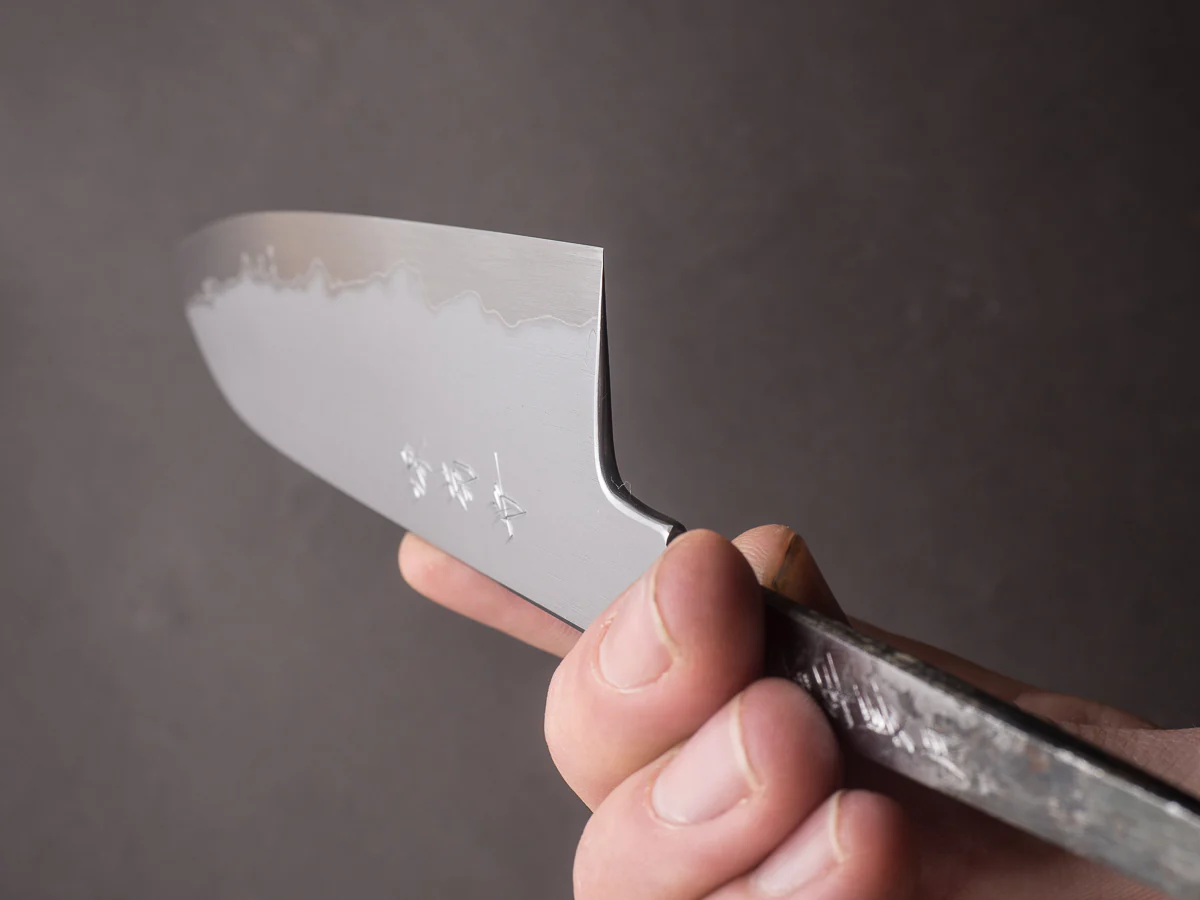Sakai Kikumori - Super Blue - So-Bokashi - 180mm Santoku - No Handle - Tanaka Signed & Dated - Image 8