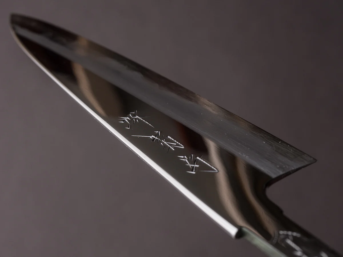 Sakai Kikumori - Super Blue - Mirror Polished - 150mm Petty - No Handle - Tanaka Signed & Dated - Image 11