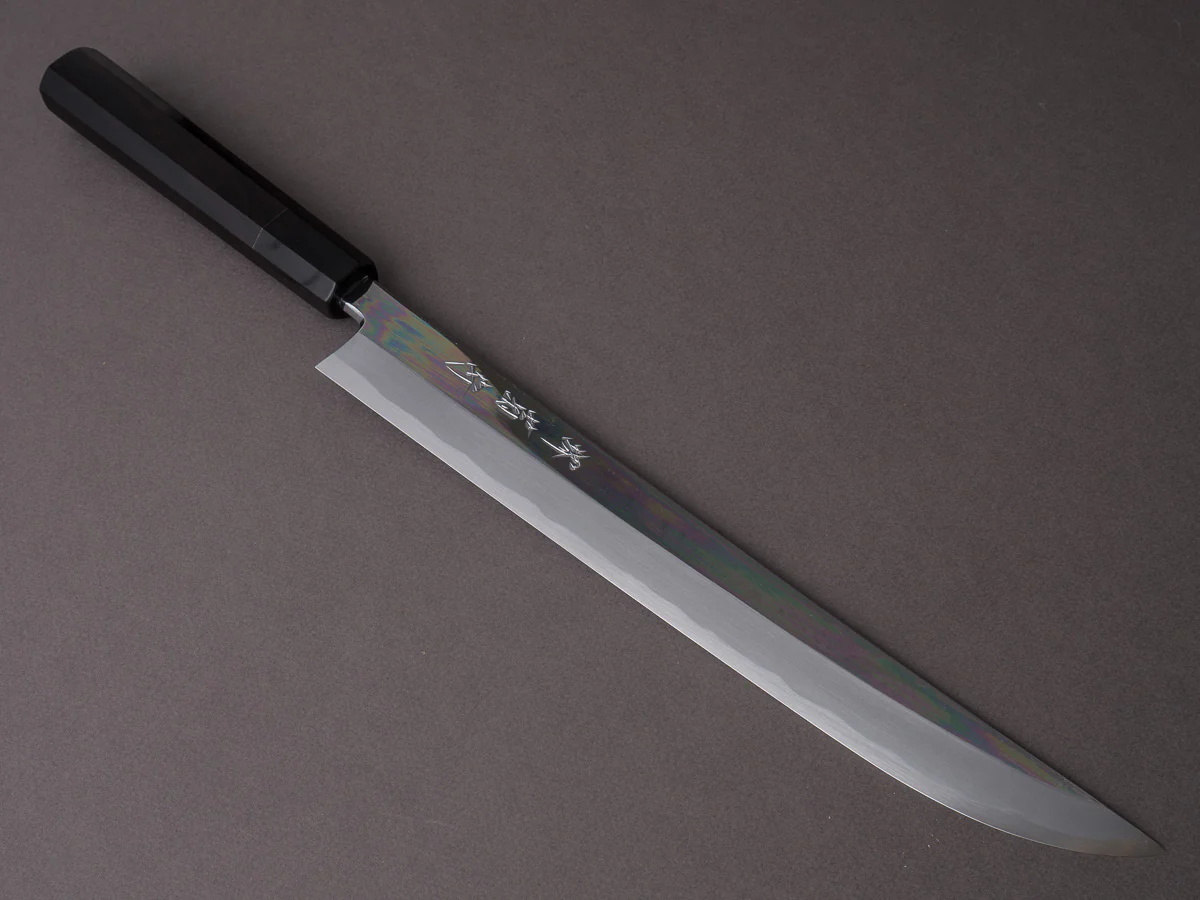 Sakai Kikumori - Blue #1 - 270mm Saber Yanagiba - Ebony Handle - Mirror Finish
