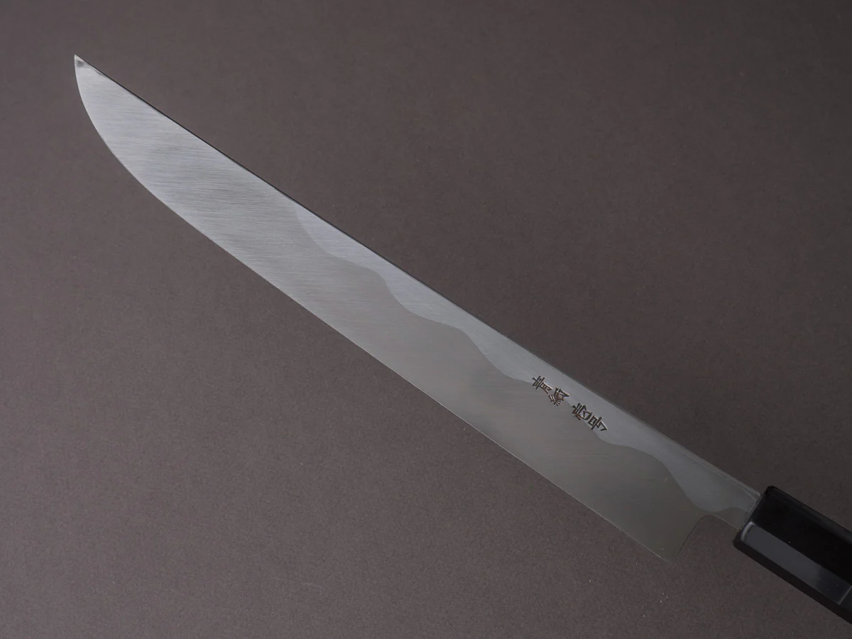 Sakai Kikumori - Blue #1 - 270mm Saber Yanagiba - Ebony Handle - Mirror Finish - Image 4