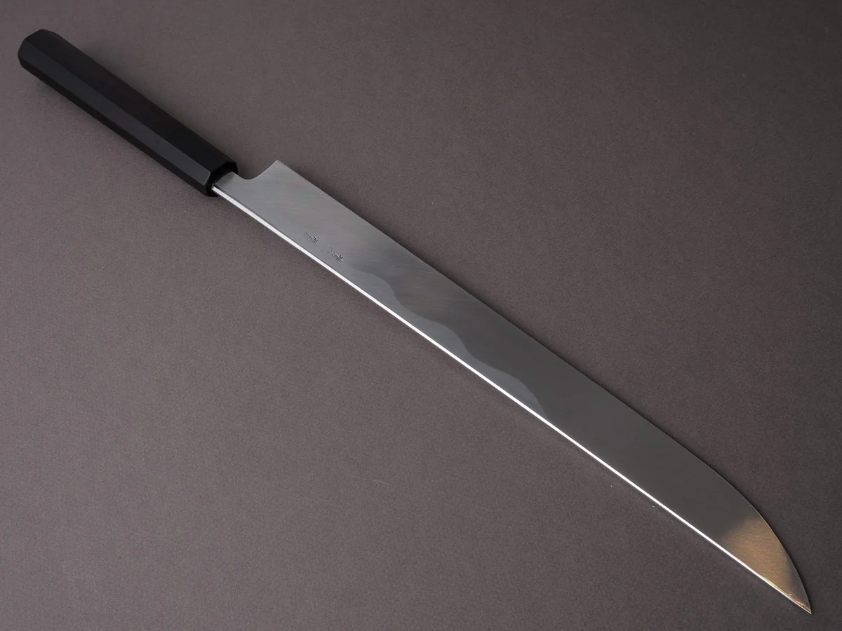 Sakai Kikumori - Blue #1 - 330mm Saber Yanagiba - Ebony Handle - Mirror Finish - Image 2