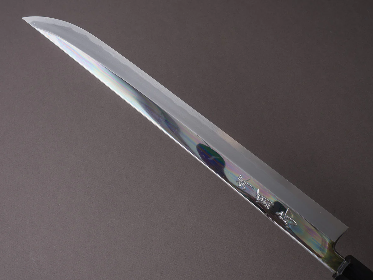 Sakai Kikumori - Blue #1 - 330mm Saber Yanagiba - Ebony Handle - Mirror Finish - Image 3