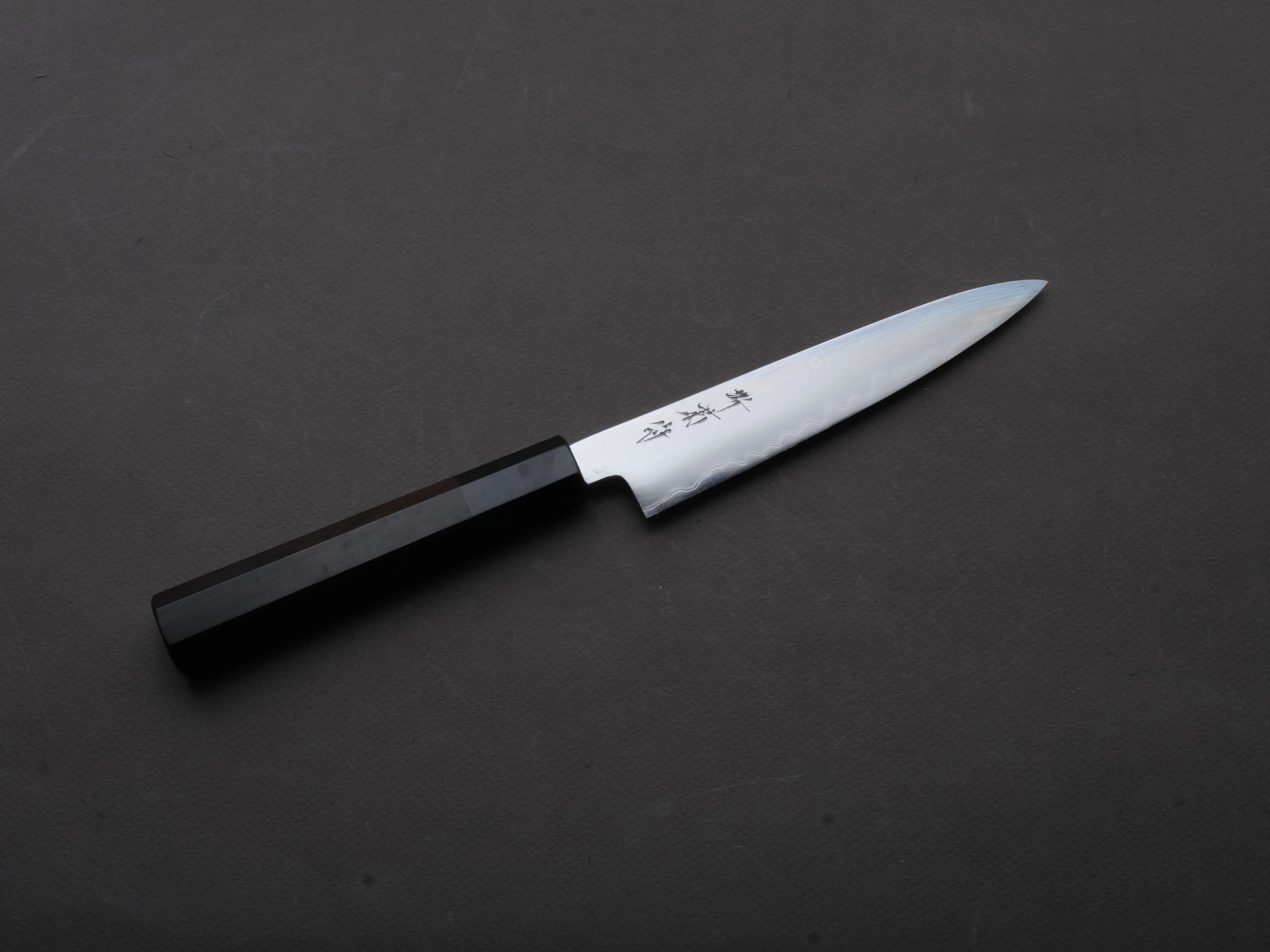 Sakai Kikumori - Tanaka Limited - Super Blue - All Mirror Polish - Petty - 150mm - Ebony Handle - Signed + Dated Tang - Image 2