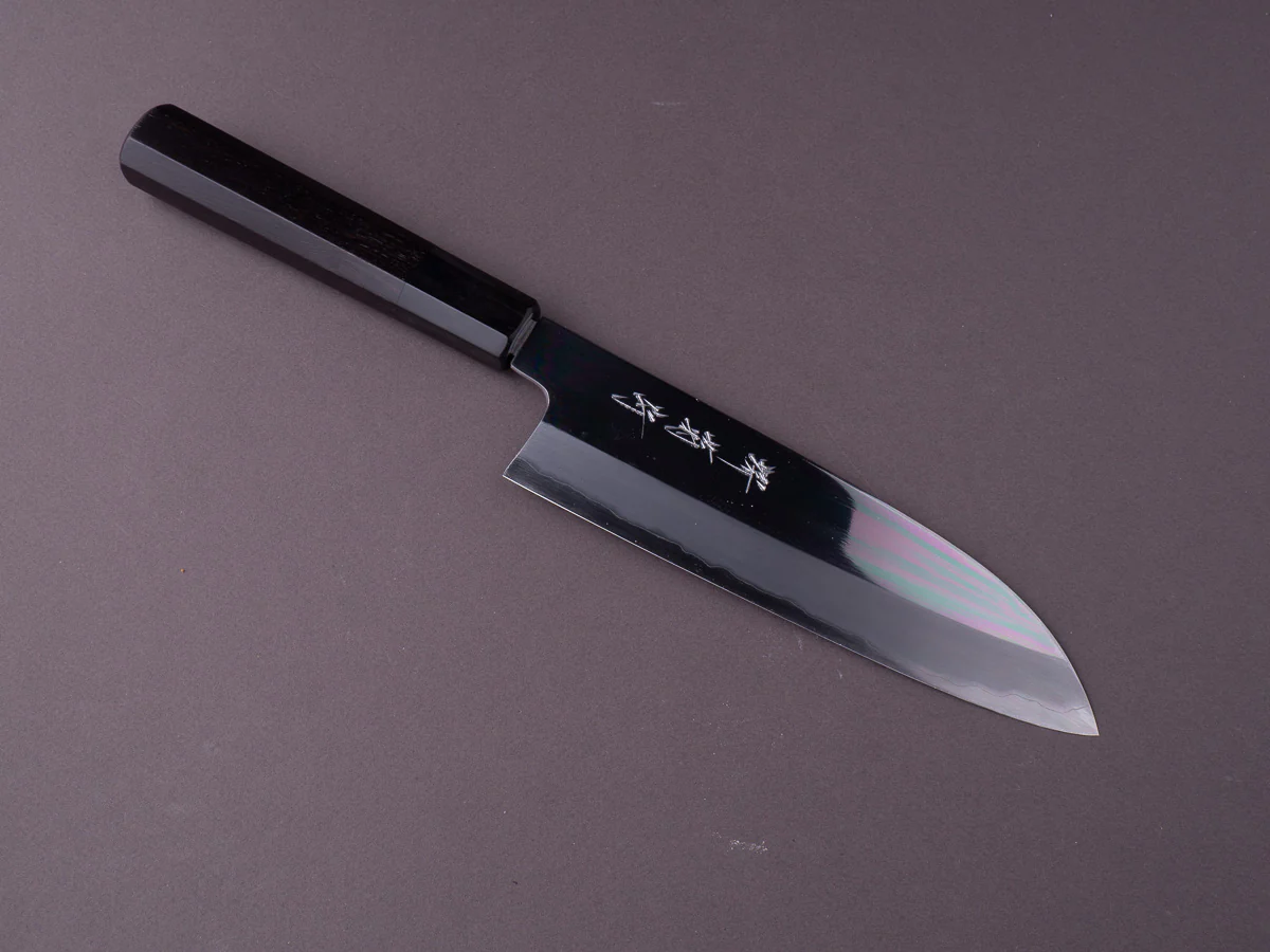 Sakai Kikumori - Tanaka - Blue Super - 180mm Santoku - Ebony Handle - Mirror Finish