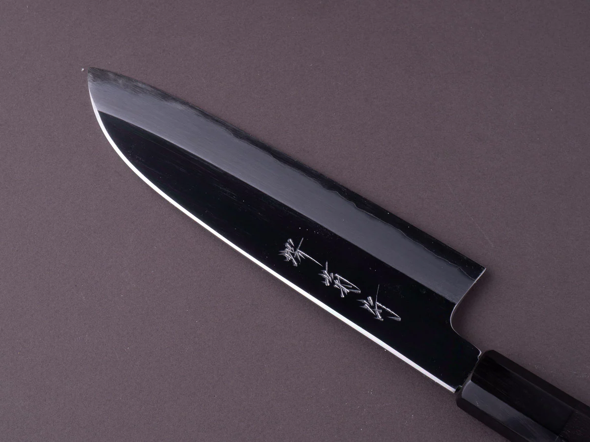 Sakai Kikumori - Tanaka - Blue Super - 180mm Santoku - Ebony Handle - Mirror Finish - Image 4