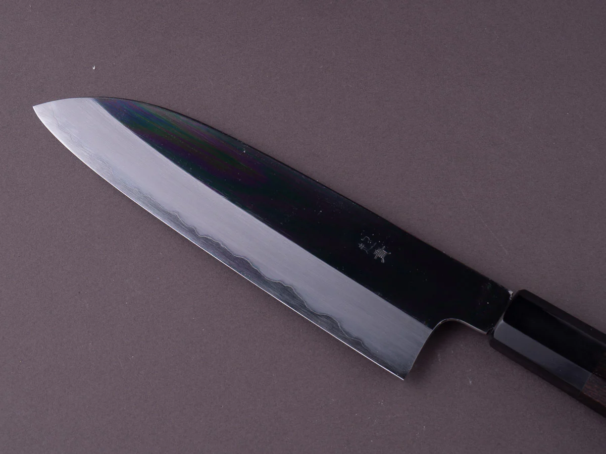 Sakai Kikumori - Tanaka - Blue Super - 180mm Santoku - Ebony Handle - Mirror Finish - Image 5