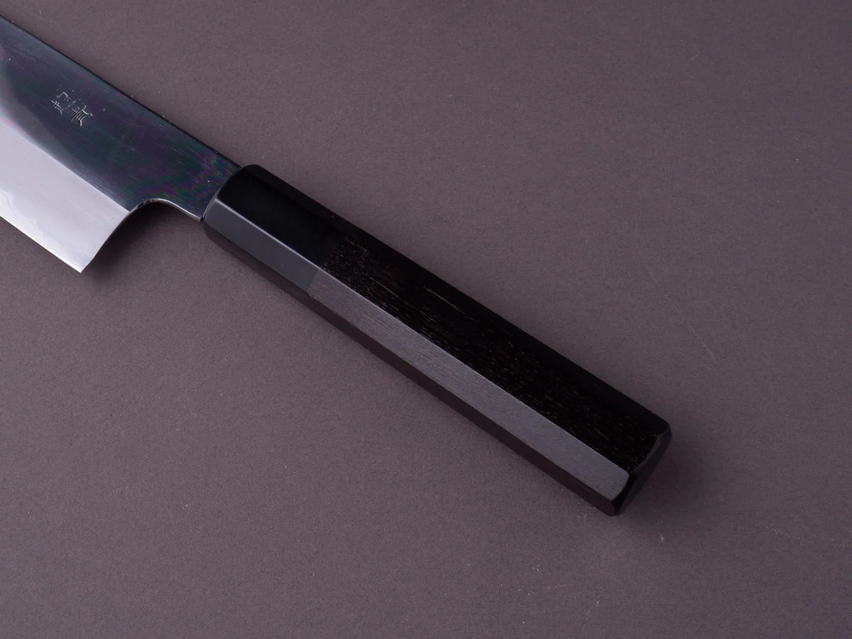 Sakai Kikumori - Tanaka - Blue Super - 180mm Santoku - Ebony Handle - Mirror Finish - Image 6