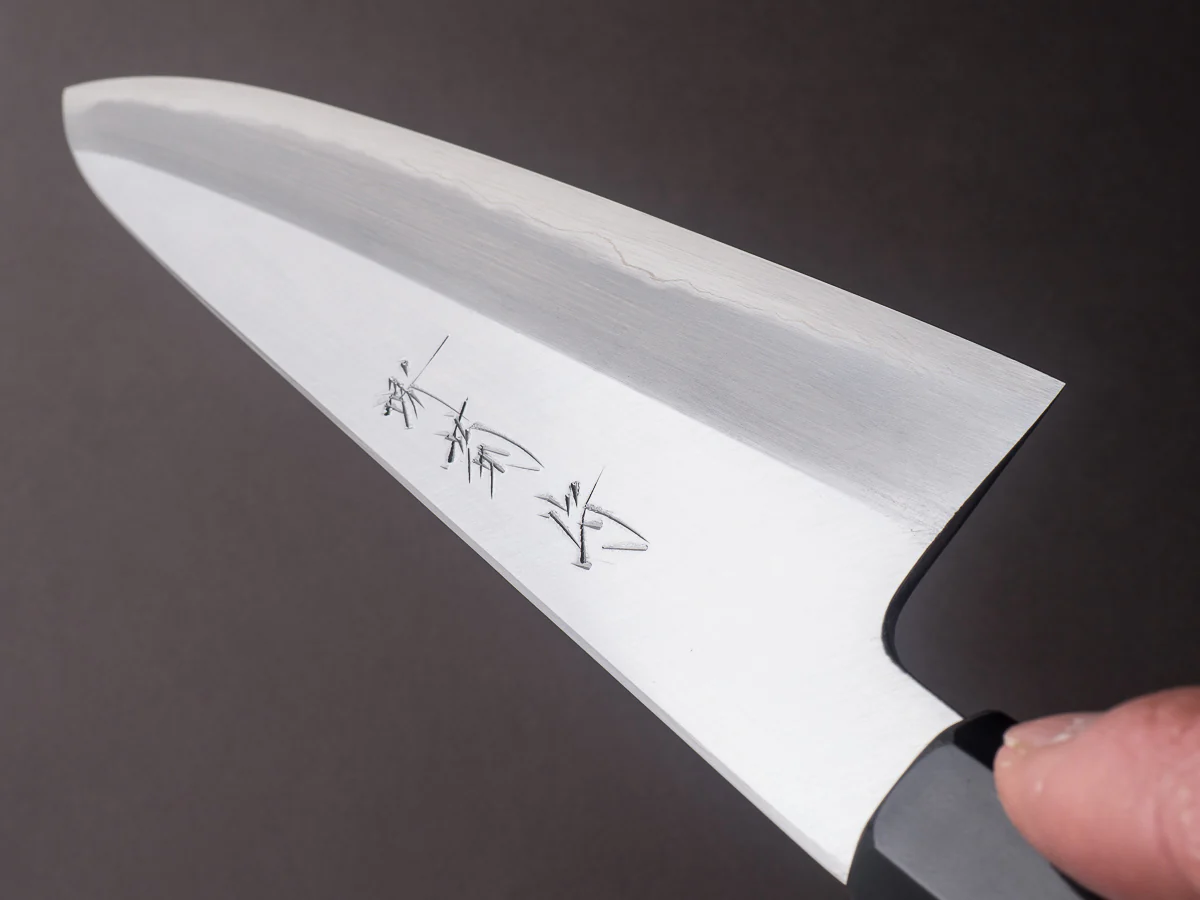 Sakai Kikumori - Tanaka Limited - Aogami Super - Kasumi - 240mm Gyuto - Ebony Handle - Tanaka Signed & Dated Tang - Image 11