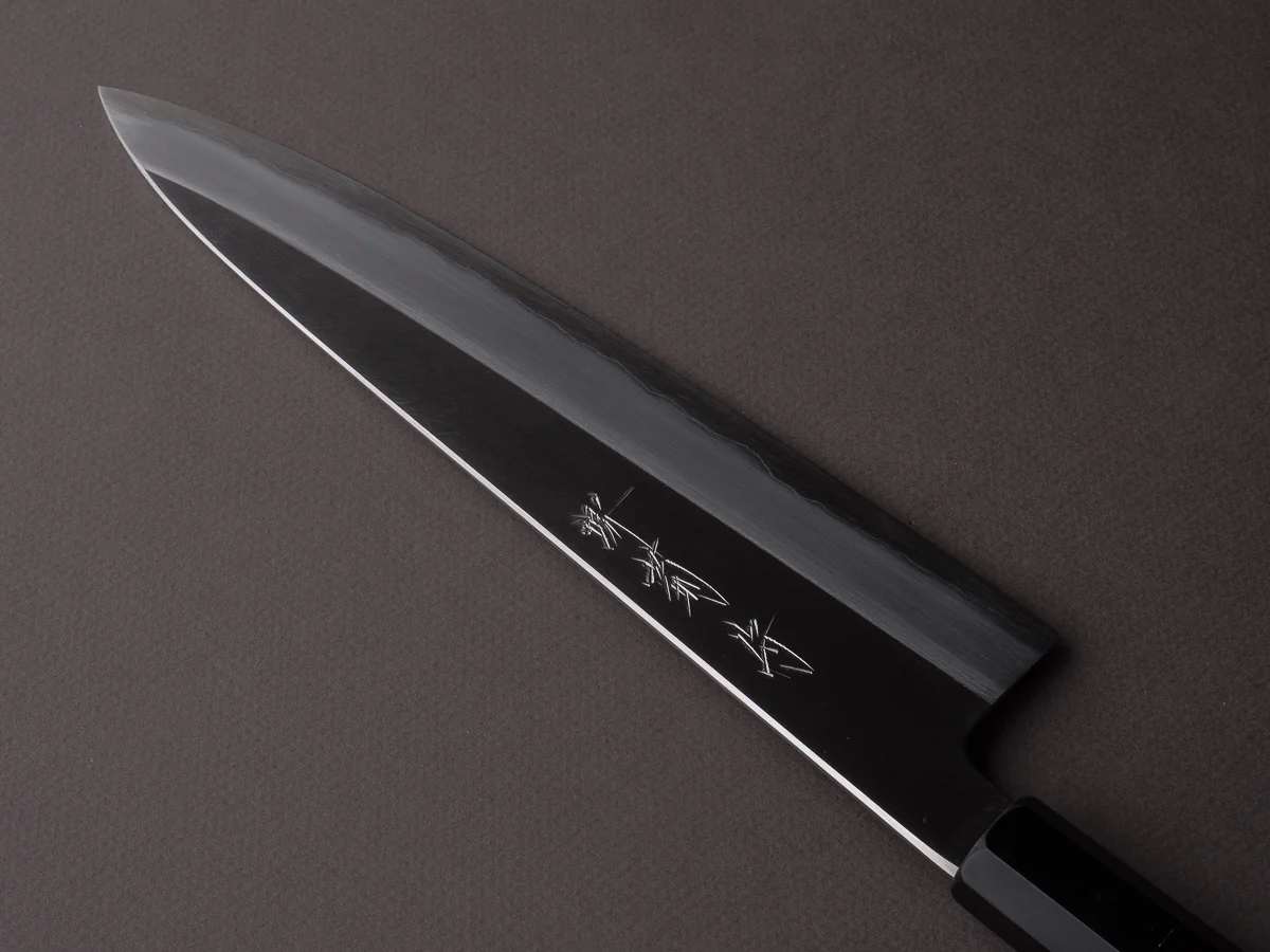 Sakai Kikumori - Tanaka Limited - Aogami Super - Kasumi - 240mm Gyuto - Ebony Handle - Tanaka Signed & Dated Tang - Image 2
