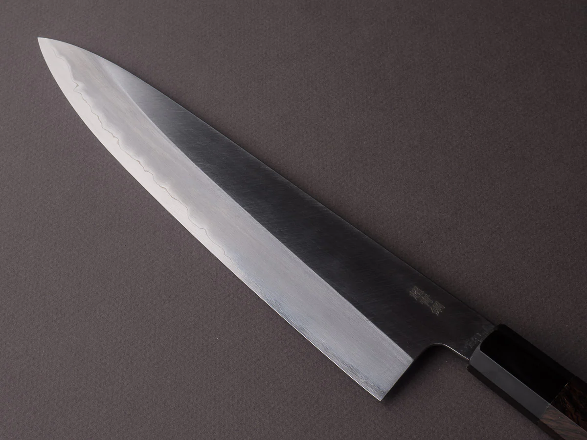 Sakai Kikumori - Tanaka Limited - Aogami Super - Kasumi - 240mm Gyuto - Ebony Handle - Tanaka Signed & Dated Tang - Image 3