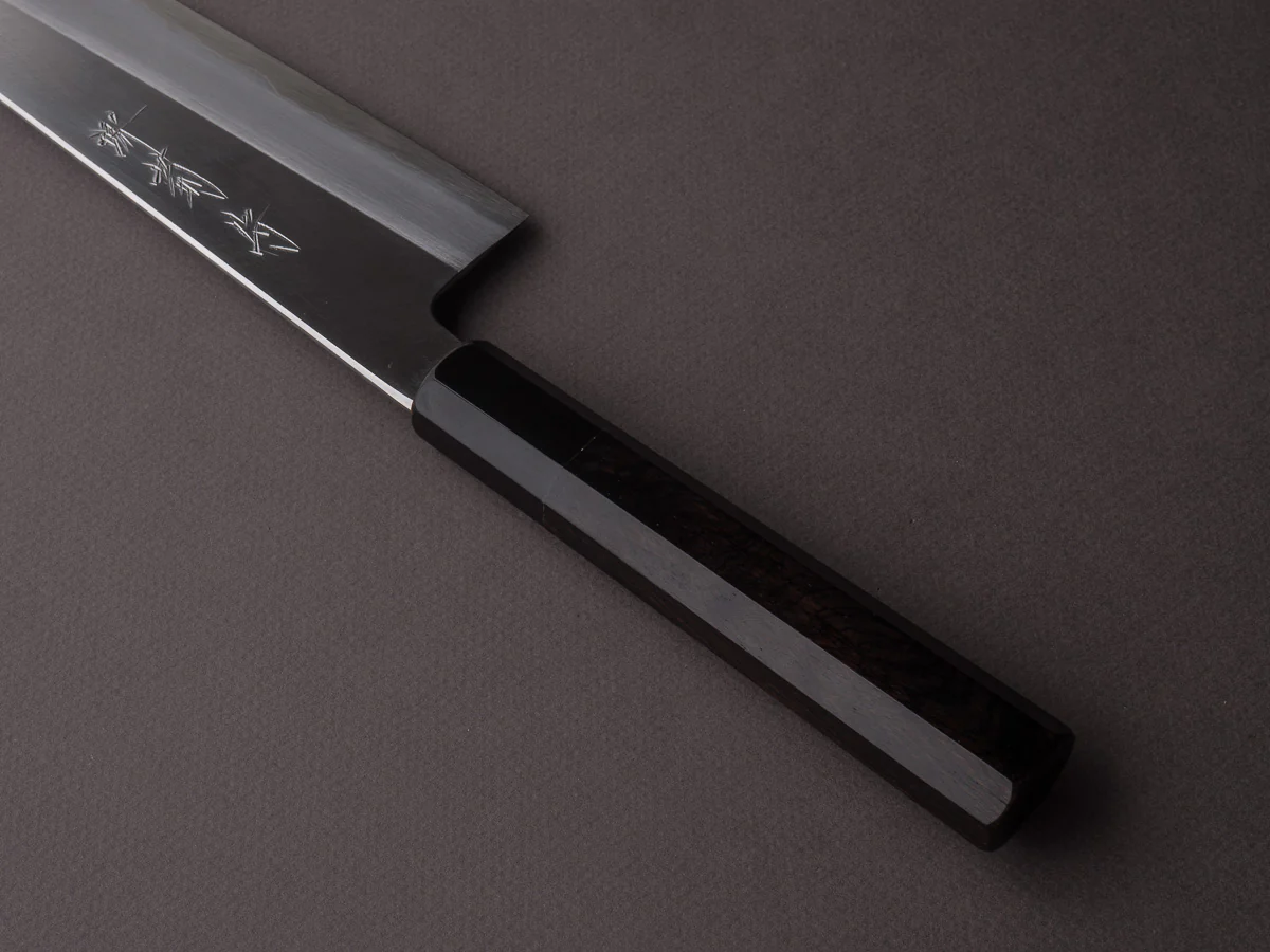 Sakai Kikumori - Tanaka Limited - Aogami Super - Kasumi - 240mm Gyuto - Ebony Handle - Tanaka Signed & Dated Tang - Image 4