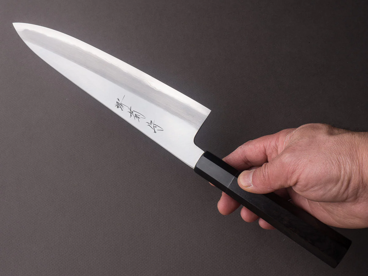 Sakai Kikumori - Tanaka Limited - Aogami Super - Kasumi - 240mm Gyuto - Ebony Handle - Tanaka Signed & Dated Tang - Image 5
