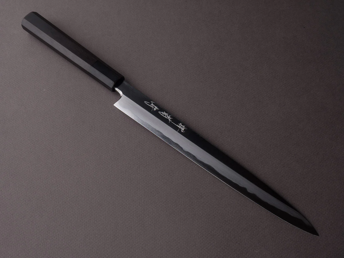 Sakai Kikumori - Tanaka - Super Blue - 240mm Yanagiba - Ebony Handle - Mirror Finish