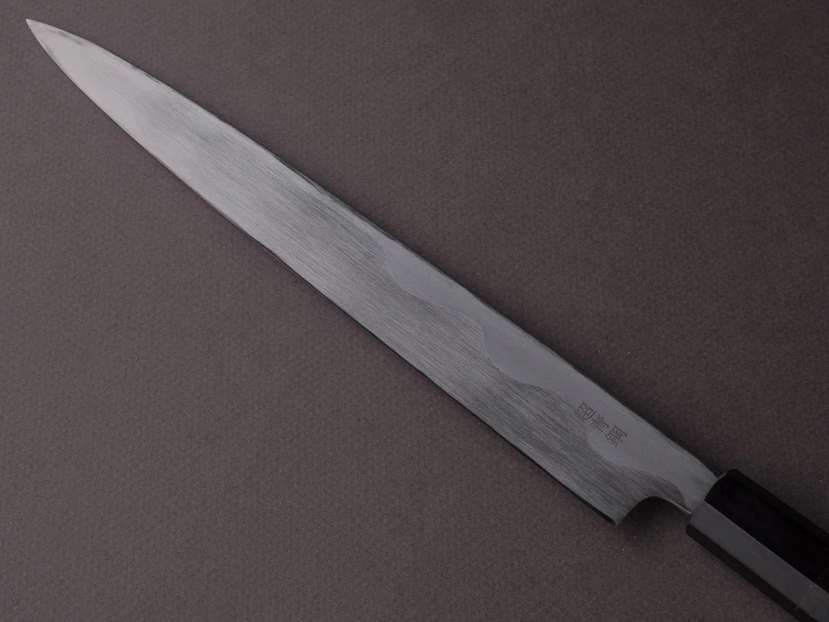 Sakai Kikumori - Tanaka - Super Blue - 240mm Yanagiba - Ebony Handle - Mirror Finish - Image 6