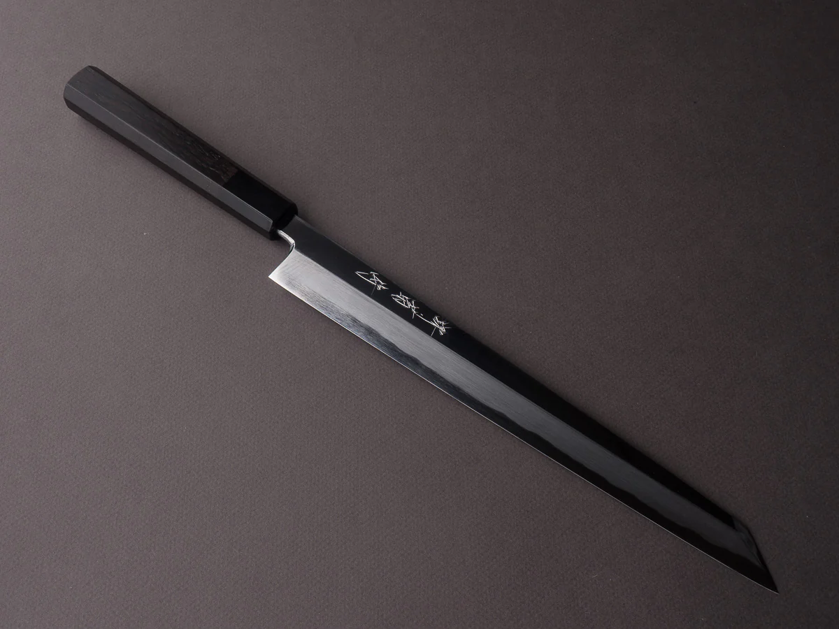 Sakai Kikumori - Tanaka - Super Blue - 270mm Kiritsuke Yanagiba - Ebony Handle - Mirror Finish
