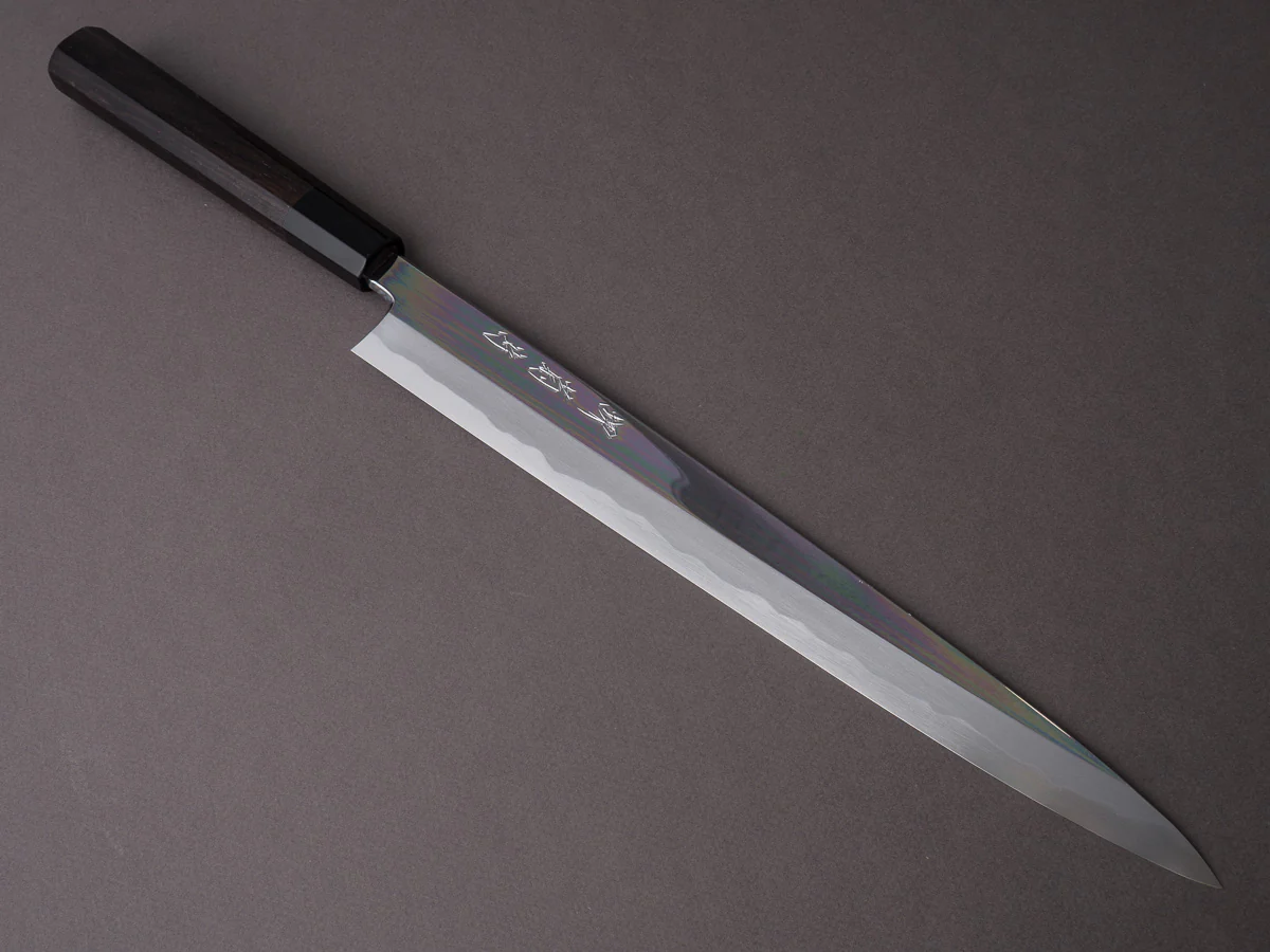 Sakai Kikumori - Tanaka - Super Blue - 300mm Yanagiba - Ebony Handle - Mirror Finish