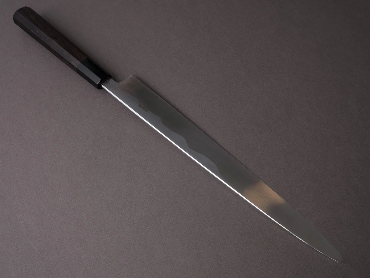 Sakai Kikumori - Tanaka - Super Blue - 300mm Yanagiba - Ebony Handle - Mirror Finish - Image 2