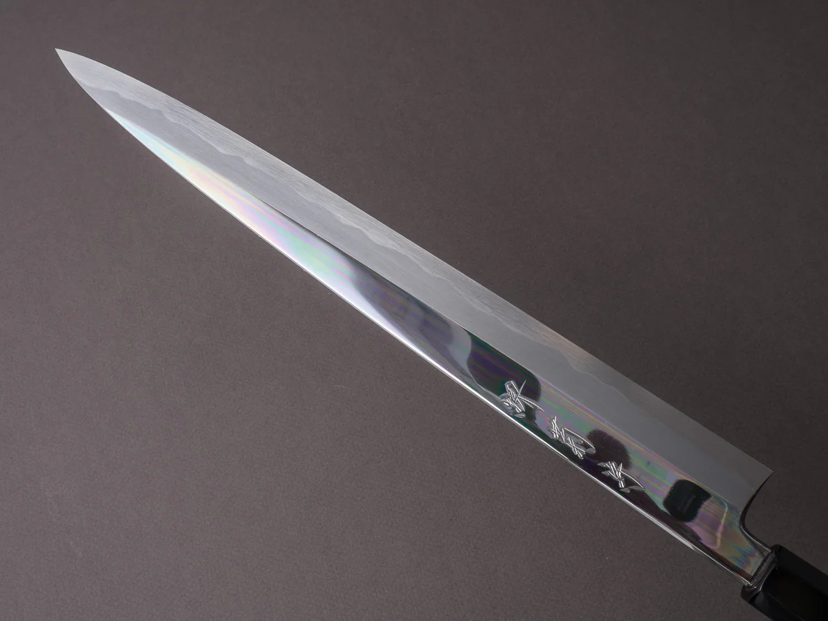 Sakai Kikumori - Tanaka - Super Blue - 300mm Yanagiba - Ebony Handle - Mirror Finish - Image 3