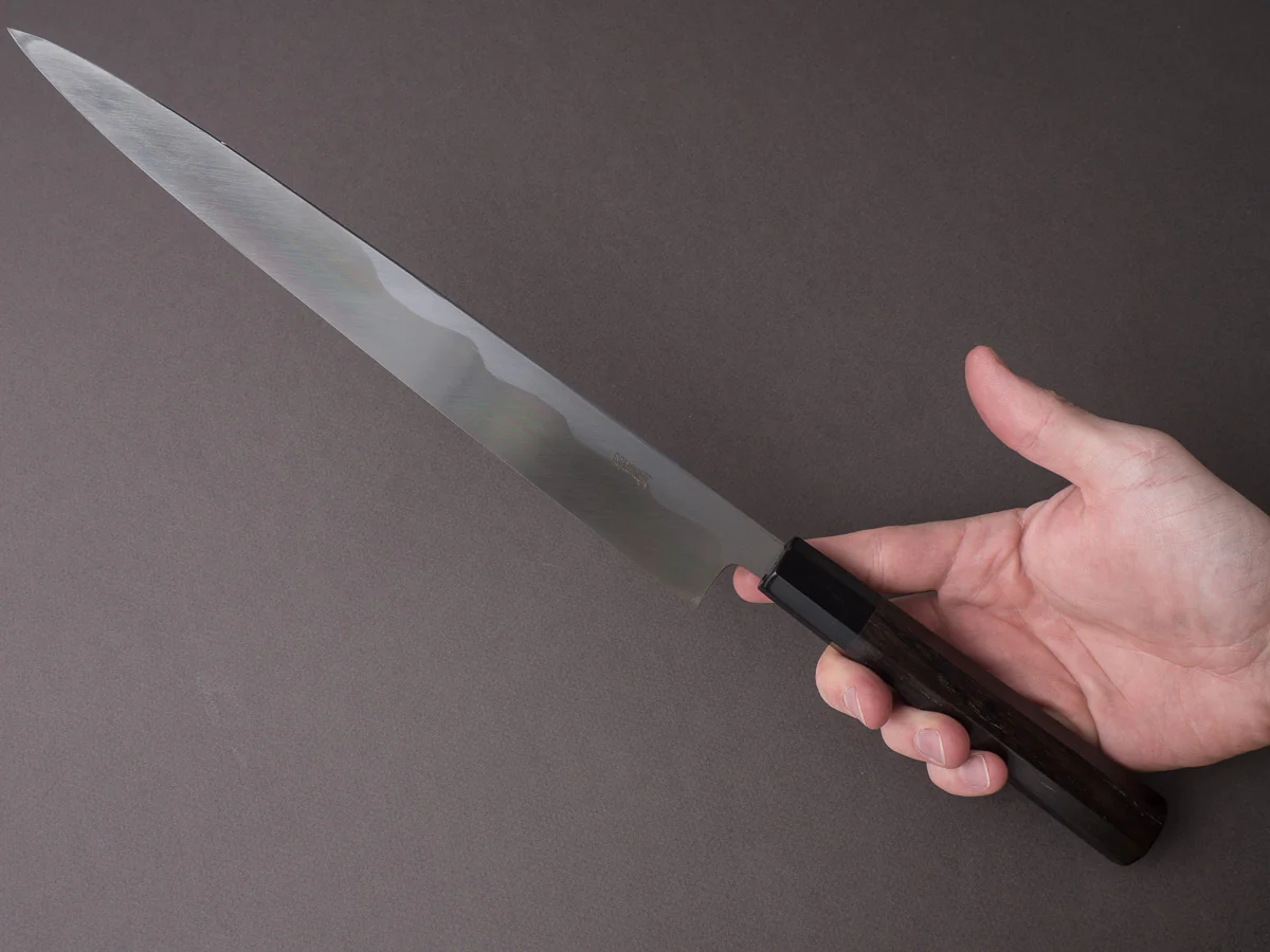 Sakai Kikumori - Tanaka - Super Blue - 300mm Yanagiba - Ebony Handle - Mirror Finish - Image 6