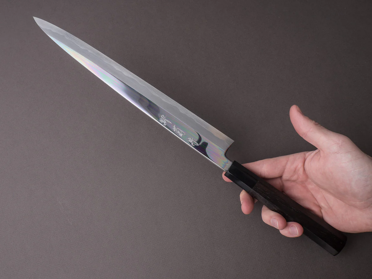 Sakai Kikumori - Tanaka - Super Blue - 300mm Yanagiba - Ebony Handle - Mirror Finish - Image 7