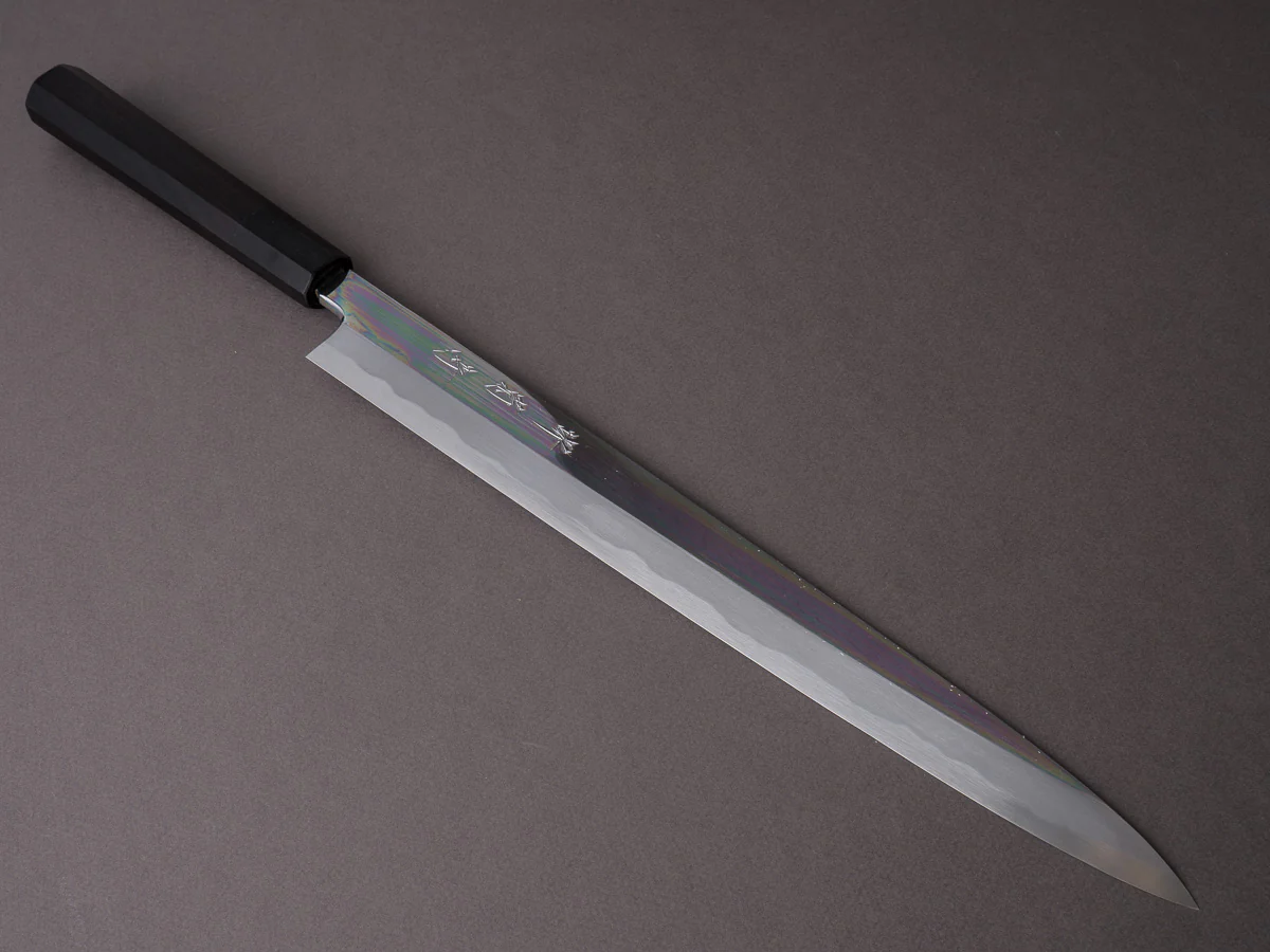 Sakai Kikumori - Tanaka - Super Blue - 330mm Yanagiba - Ebony Handle - Mirror Finish