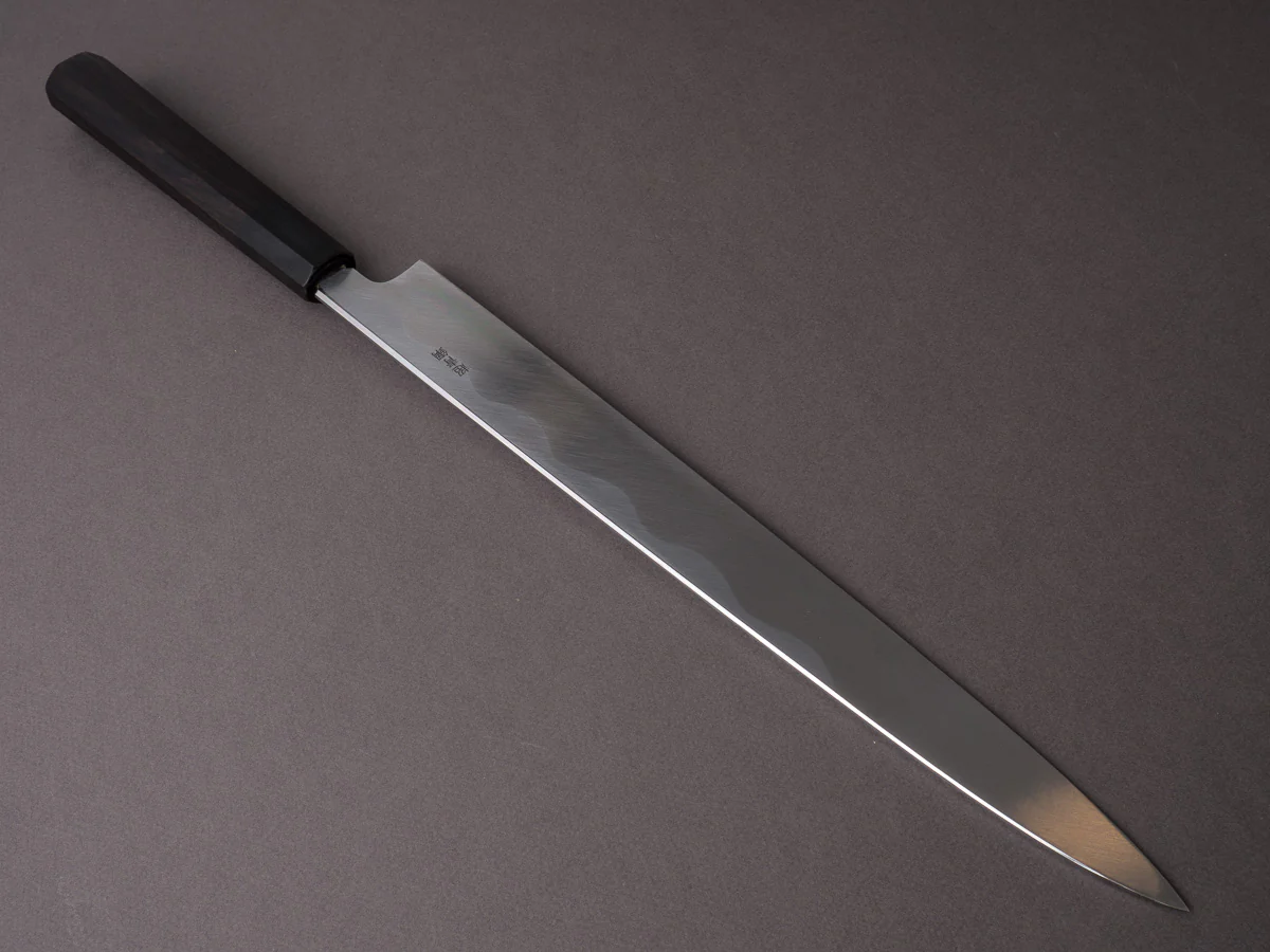 Sakai Kikumori - Tanaka - Super Blue - 330mm Yanagiba - Ebony Handle - Mirror Finish - Image 2