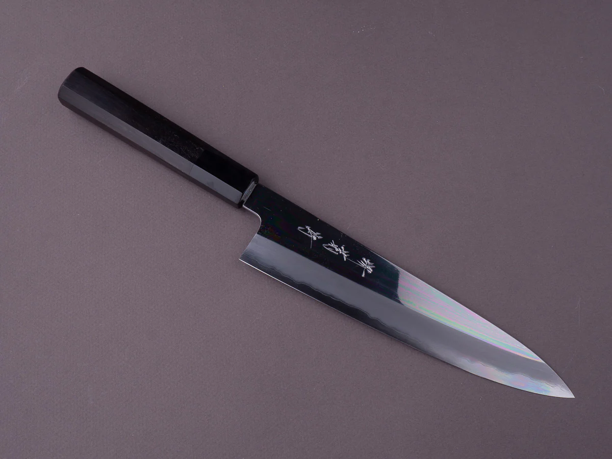 Sakai Kikumori - Tanaka Limited - Aogami Super - Mirror Polish - 210mm Gyuto - Ebony Handle - Tanaka Signed & Dated Tang