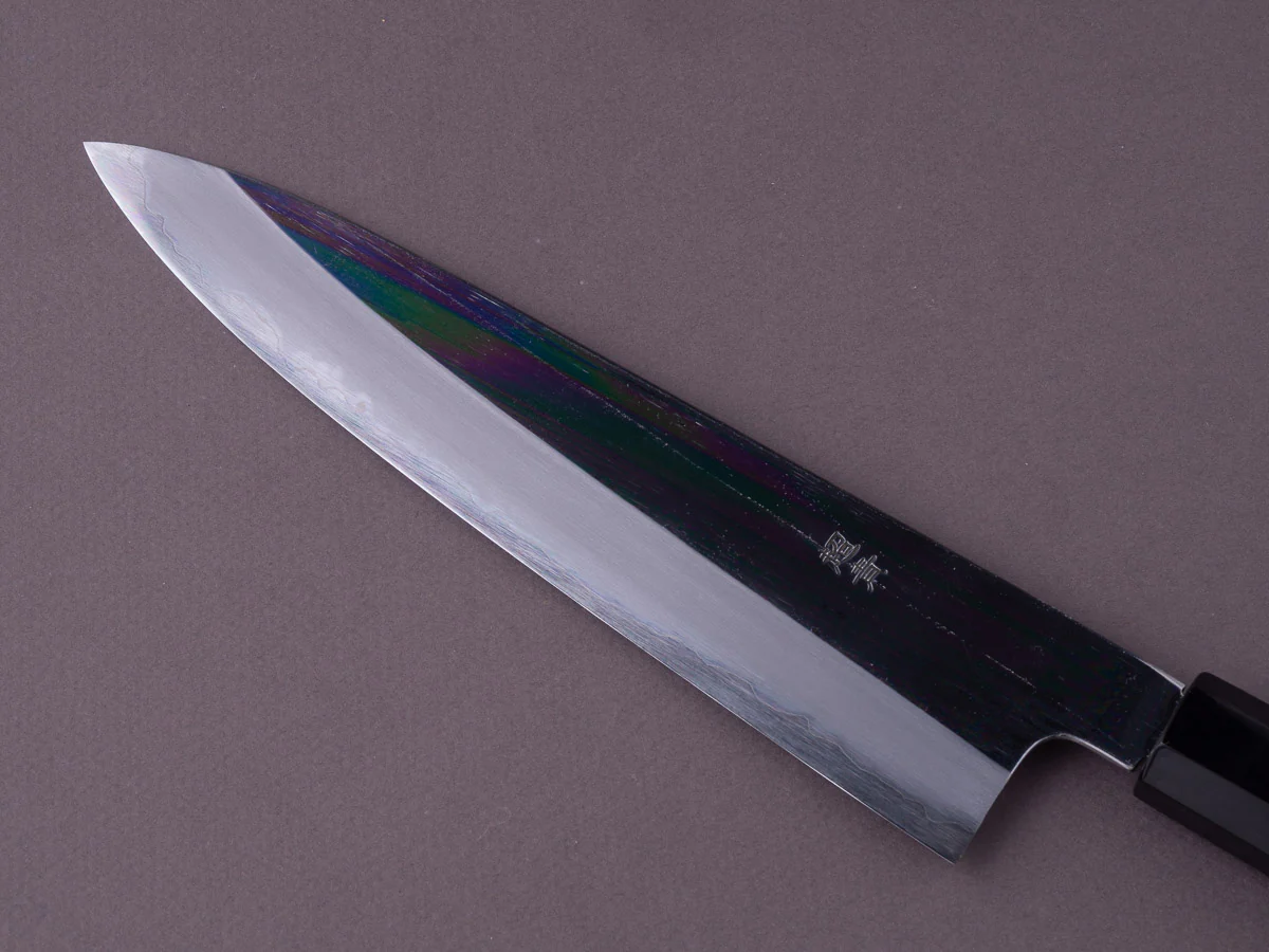 Sakai Kikumori - Tanaka Limited - Aogami Super - Mirror Polish - 210mm Gyuto - Ebony Handle - Tanaka Signed & Dated Tang - Image 5