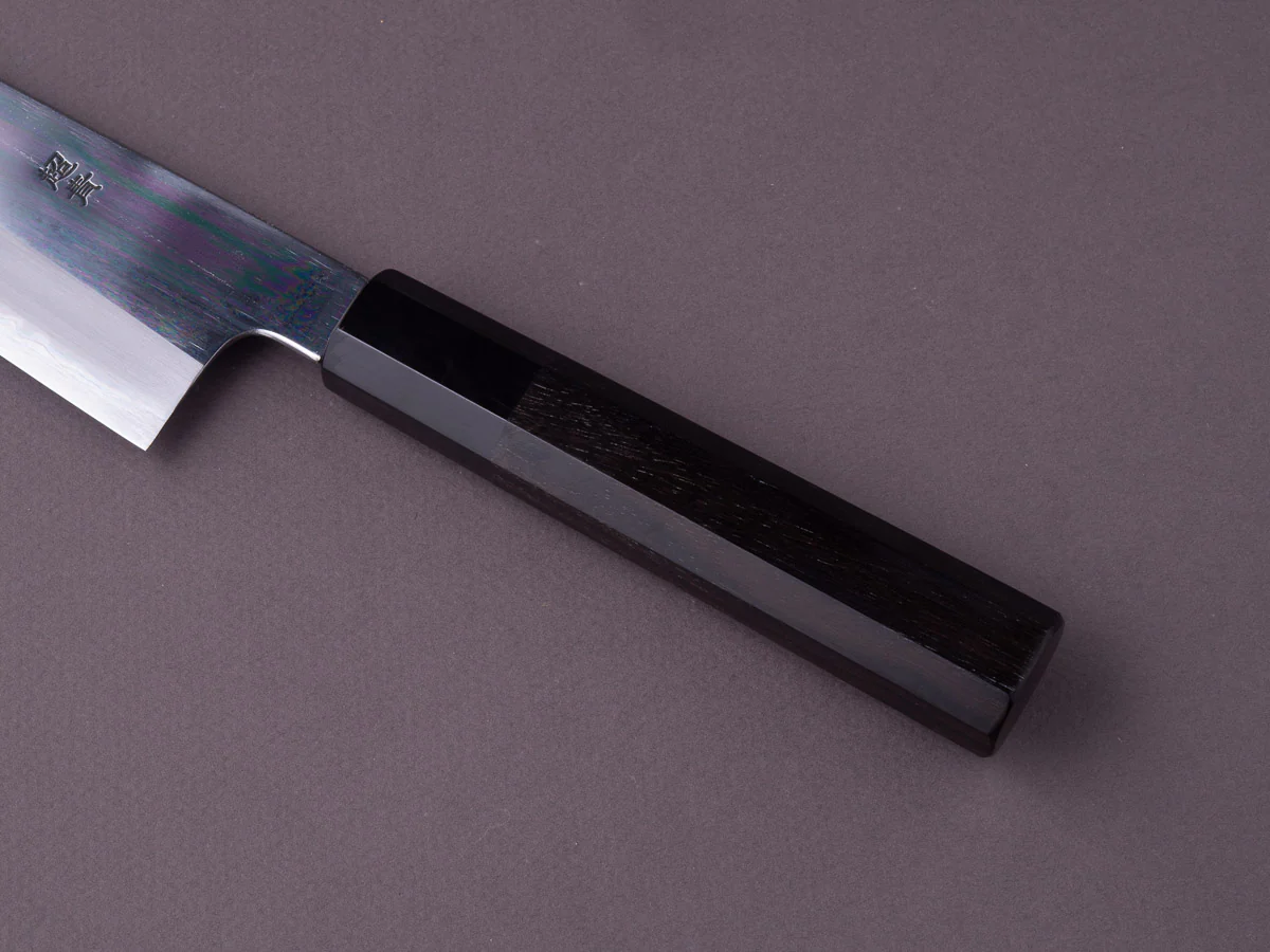 Sakai Kikumori - Tanaka Limited - Aogami Super - Mirror Polish - 210mm Gyuto - Ebony Handle - Tanaka Signed & Dated Tang - Image 6