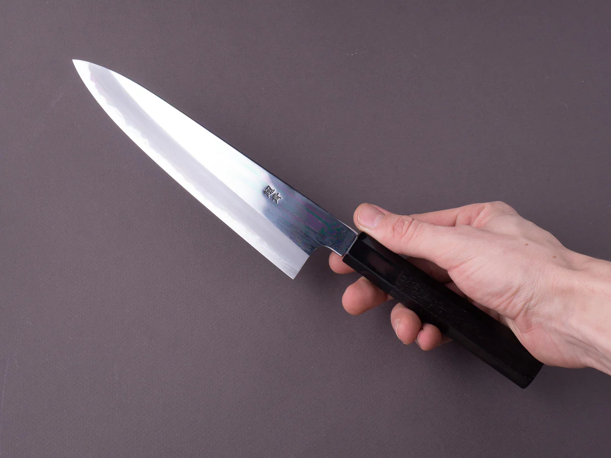 Sakai Kikumori - Tanaka Limited - Aogami Super - Mirror Polish - 210mm Gyuto - Ebony Handle - Tanaka Signed & Dated Tang - Image 7