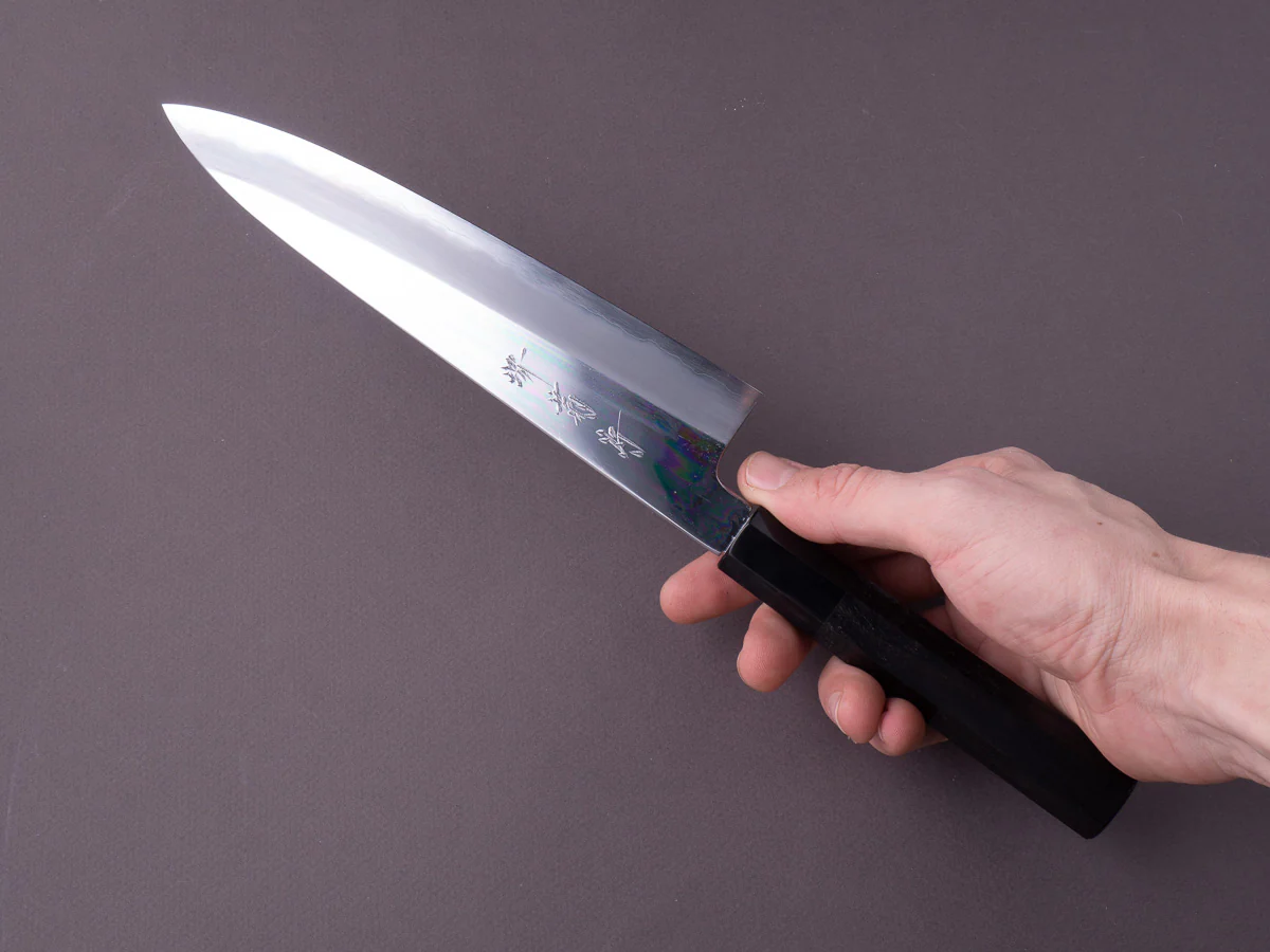 Sakai Kikumori - Tanaka Limited - Aogami Super - Mirror Polish - 210mm Gyuto - Ebony Handle - Tanaka Signed & Dated Tang - Image 8