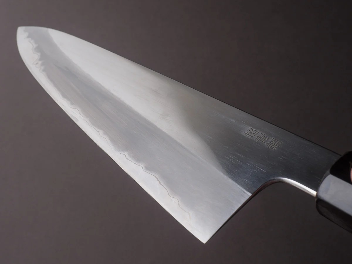Sakai Kikumori - Tanaka Limited - Aogami Super - Mirror Polish - 240mm Gyuto - Ebony Handle - Tanaka Signed + Dated Tang - Image 11