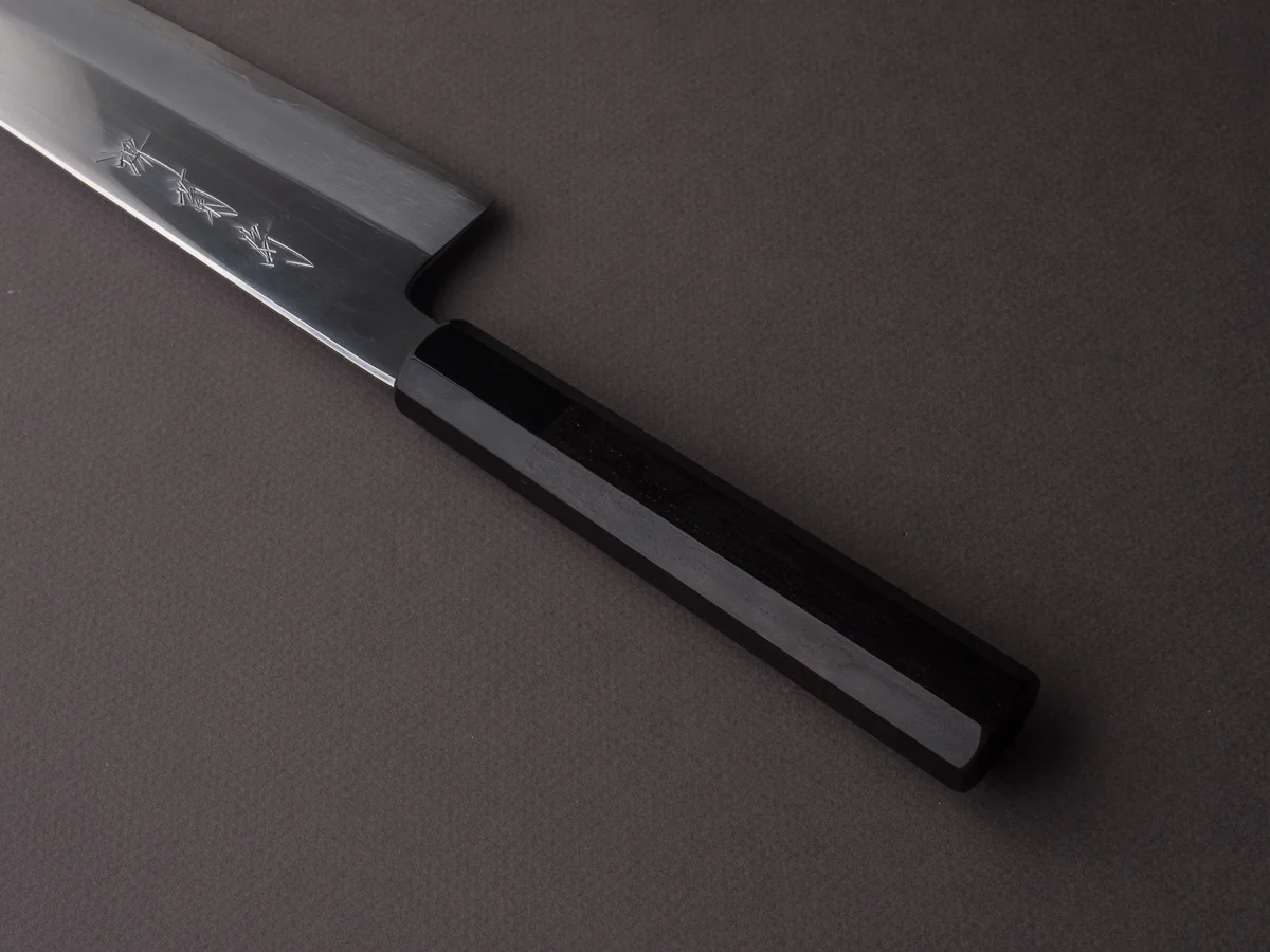 Sakai Kikumori - Tanaka Limited - Aogami Super - Mirror Polish - 240mm Gyuto - Ebony Handle - Tanaka Signed + Dated Tang - Image 4