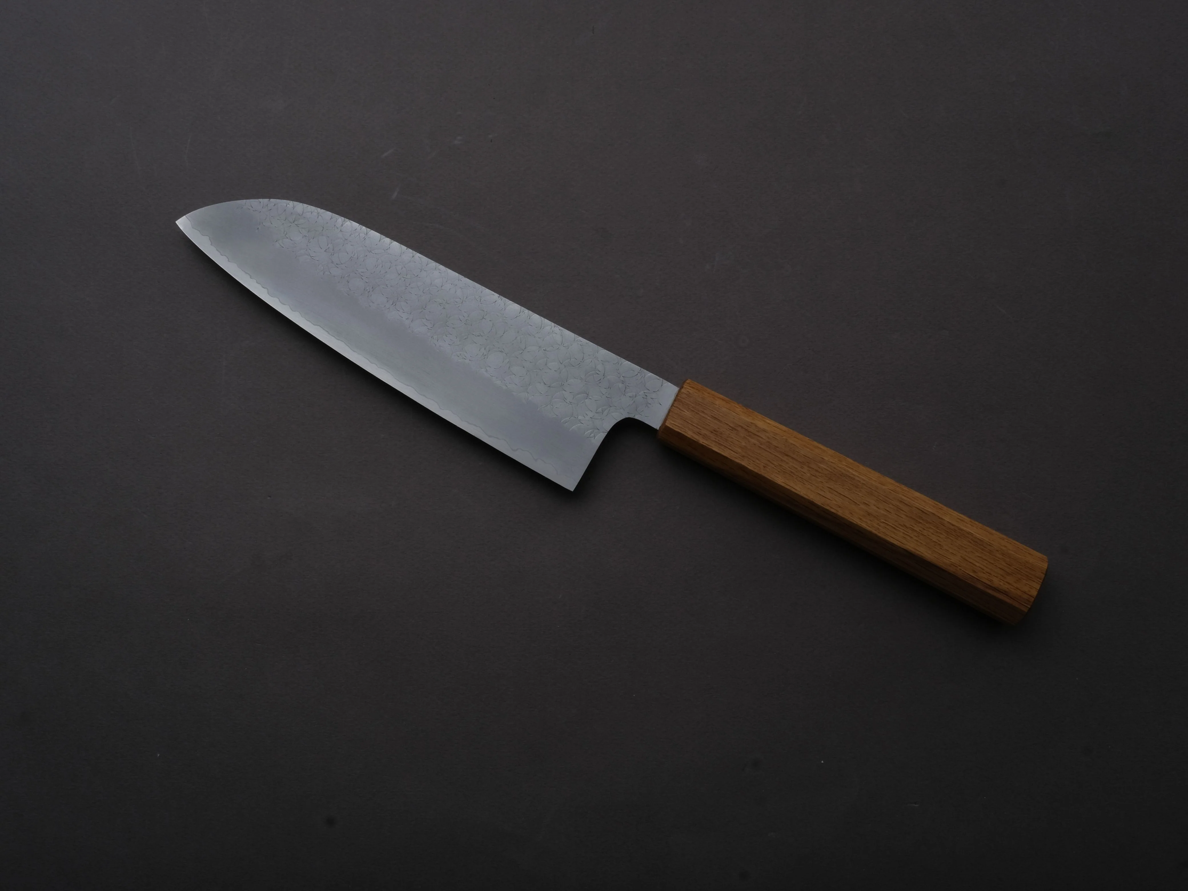Sakai Kikumori - TS10 - VG10 - Tsuchime - Santoku - 165mm - Oak Handle - Image 2