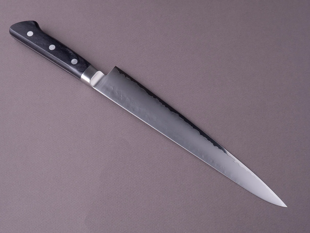 Sakai Kikumori - VG5 - 240mm Sujihiki - Western Black Pakka Handle - Image 3