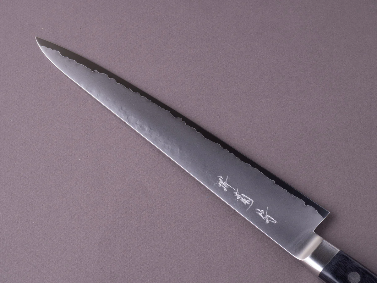 Sakai Kikumori - VG5 - 240mm Sujihiki - Western Black Pakka Handle - Image 4