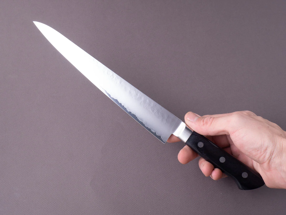 Sakai Kikumori - VG5 - 240mm Sujihiki - Western Black Pakka Handle - Image 7