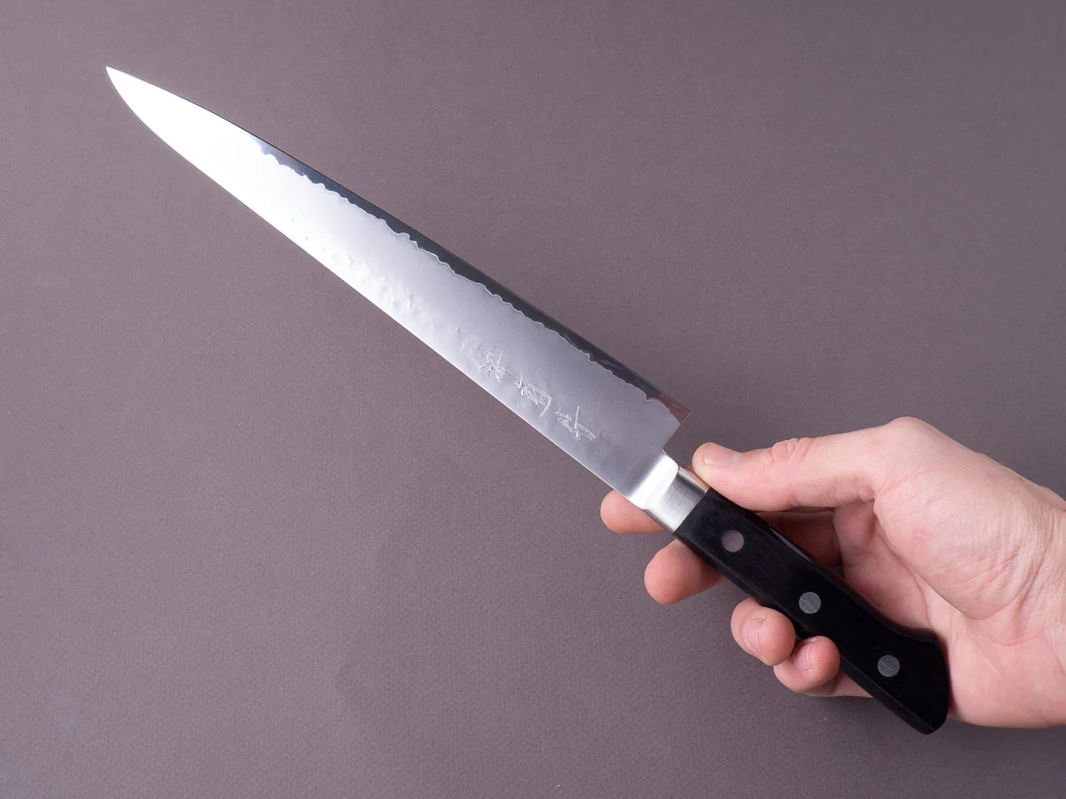 Sakai Kikumori - VG5 - 240mm Sujihiki - Western Black Pakka Handle - Image 8