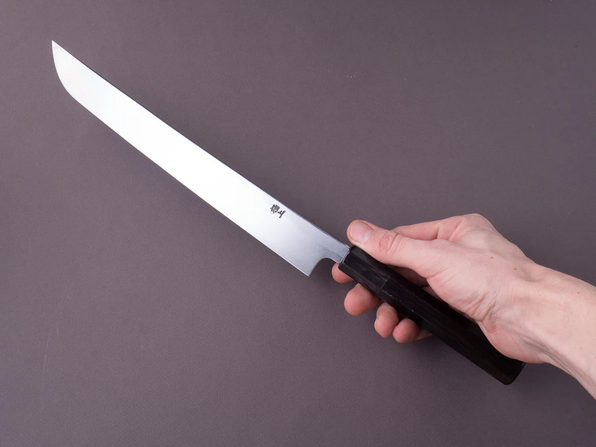 Sakai Kikumori - White #2 - 270mm - Saber Yanagiba - Ebony Handle - Mirror Finish - Image 6