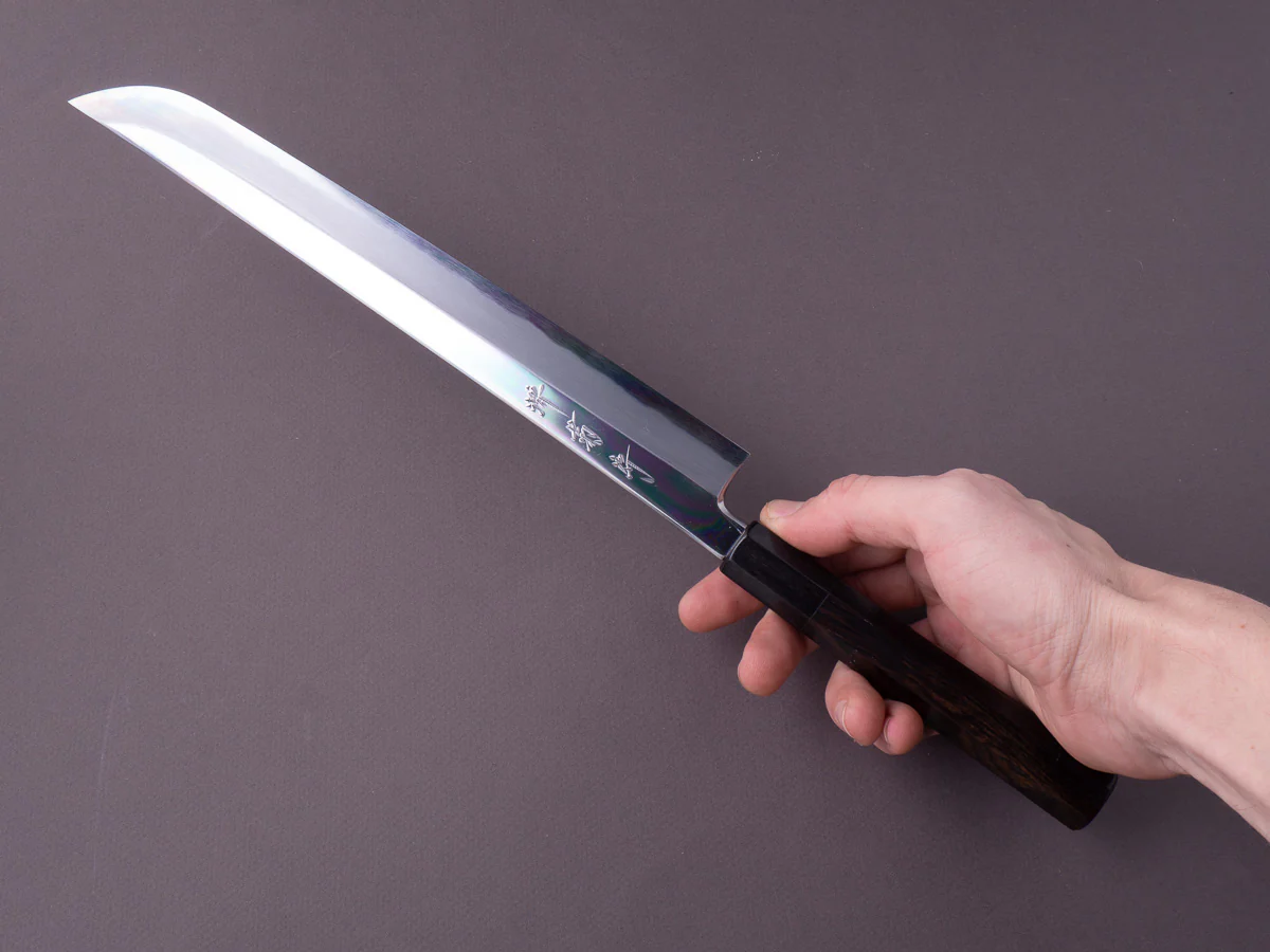 Sakai Kikumori - White #2 - 270mm - Saber Yanagiba - Ebony Handle - Mirror Finish - Image 7