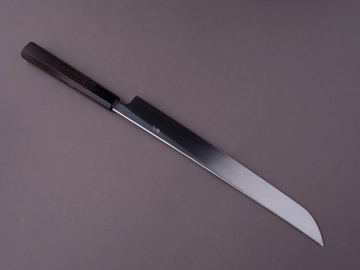 Sakai Kikumori -  White #2 - 300mm Saber Yanagiba - Ebony Handle - Mirror Finish - Image 2